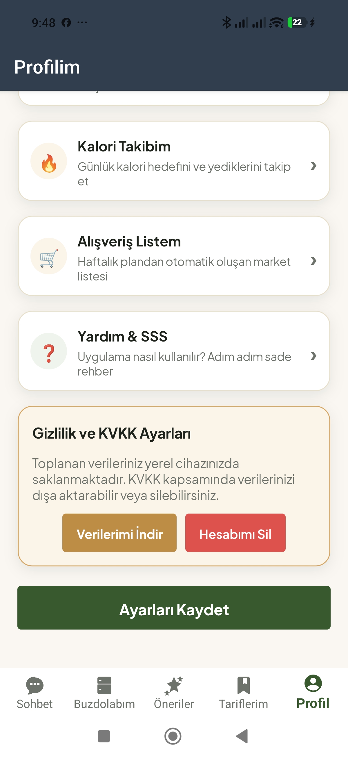 Kalori ve Besin Değeri Takibi