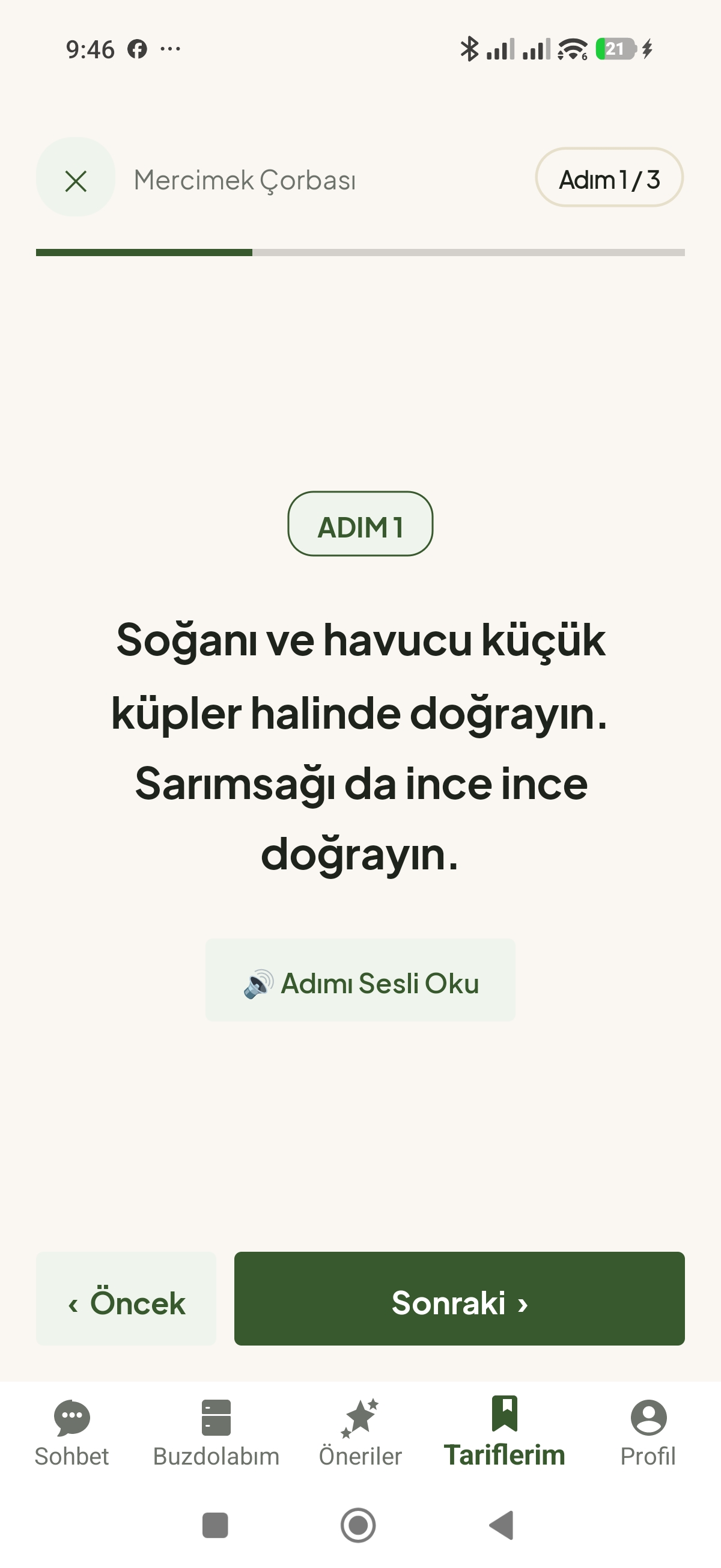 Eller Serbest Adım Adım Sesli Pişirme